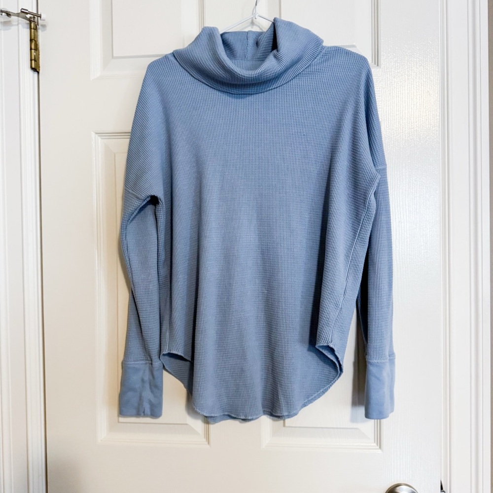 Women's Blue Turtleneck Sweater - Picture 2 of 5
